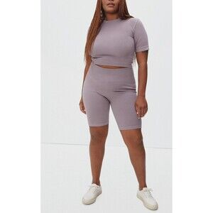NWT Everlane Womens Seamless Ribbed Bike Shorts XS/S High Rise  Soft Purple